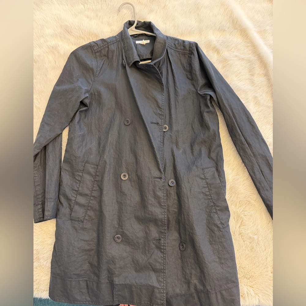 Eileen Fisher Charcoal Double-Breasted Trench Coat